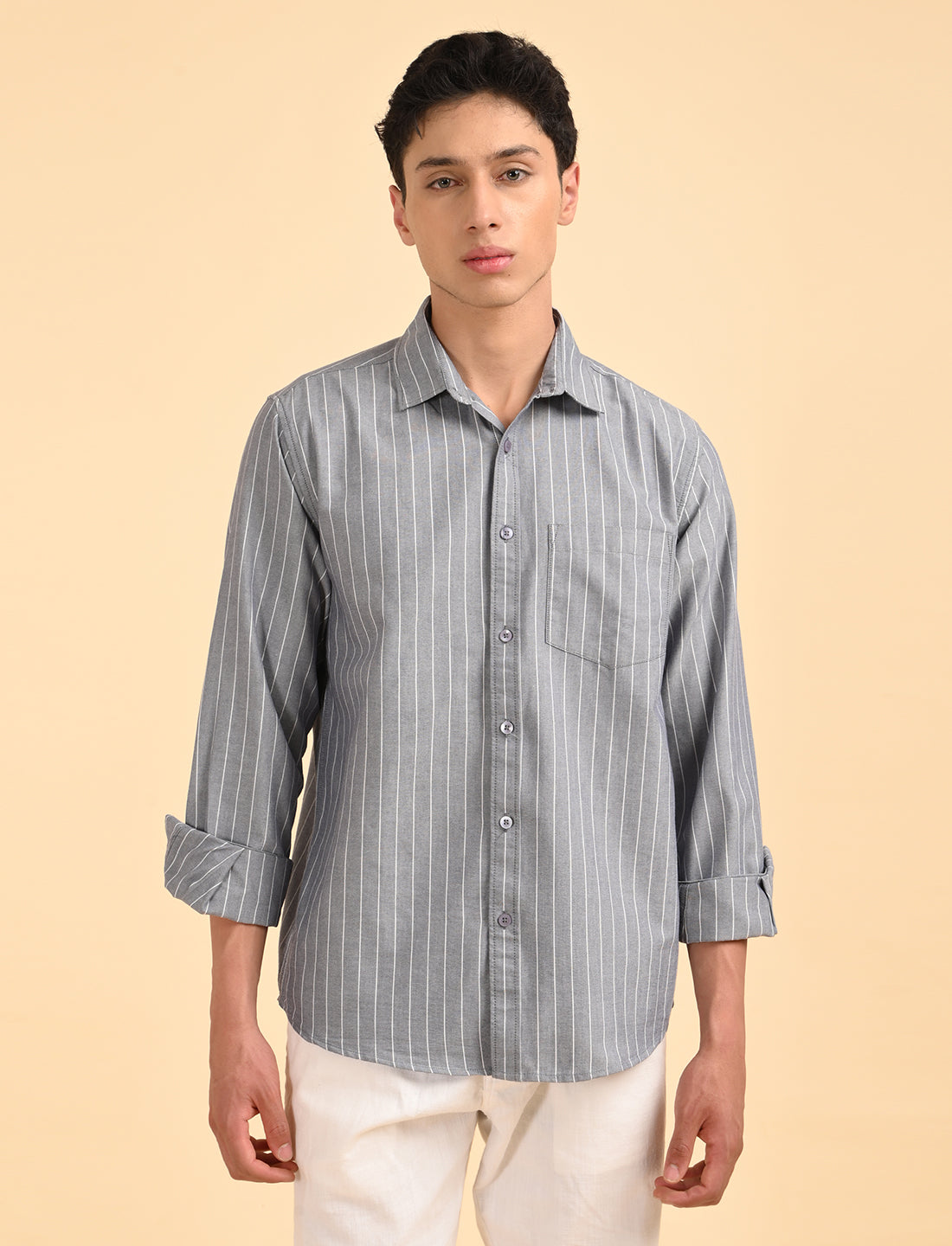 Oxford Blue Casual Stripes Shirt