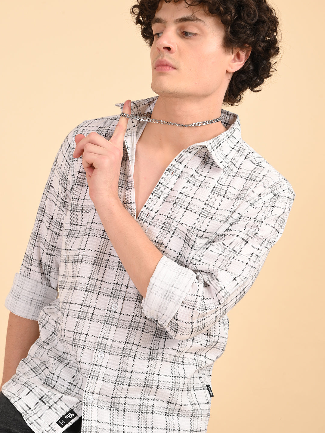 Dobby Checks White Casual Shirt