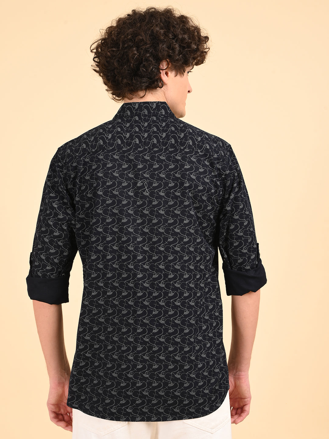 Twill Navy Printed Casual Shirt