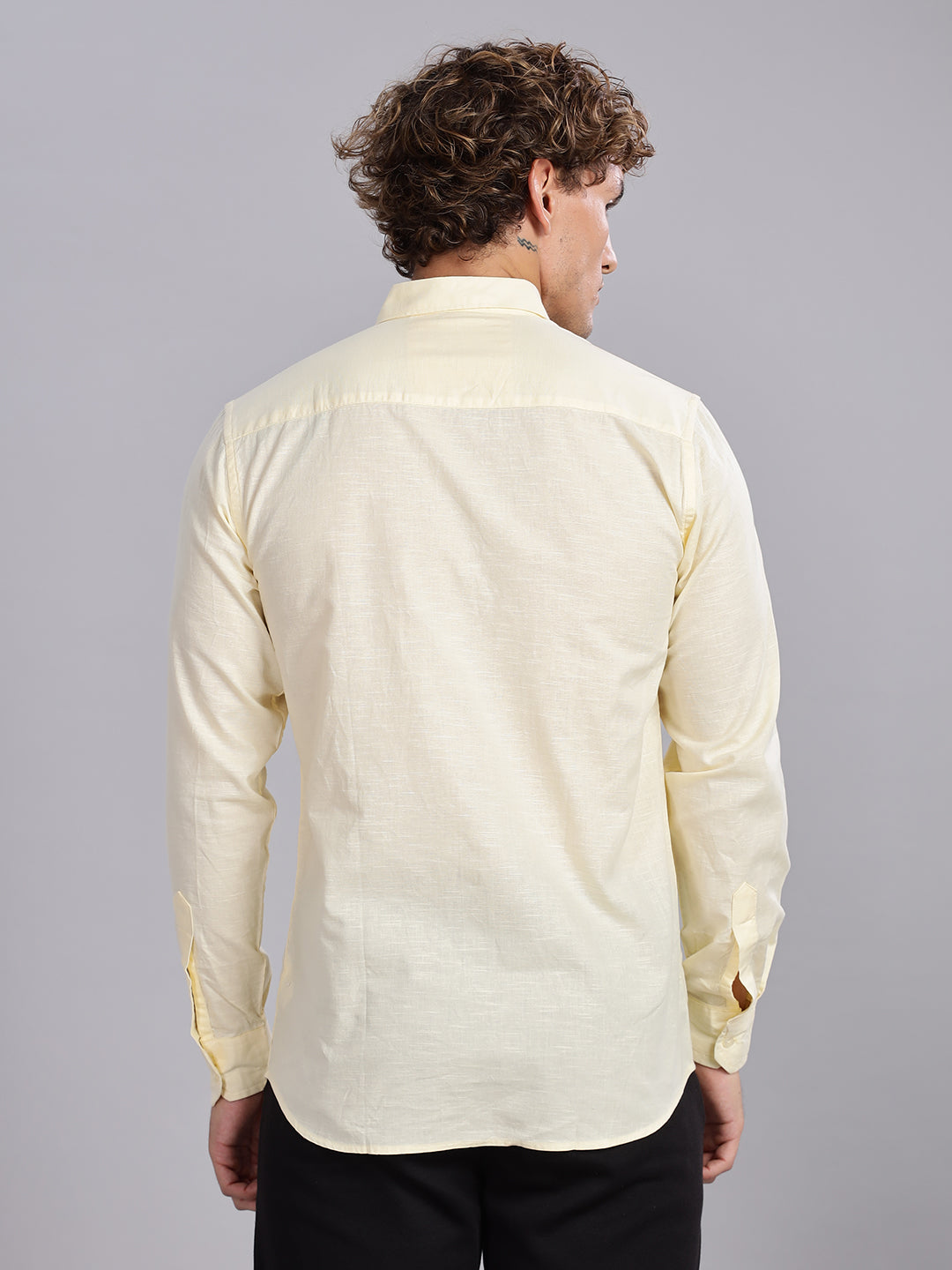 Regular Fit Yellow Linen Cotton Shirt