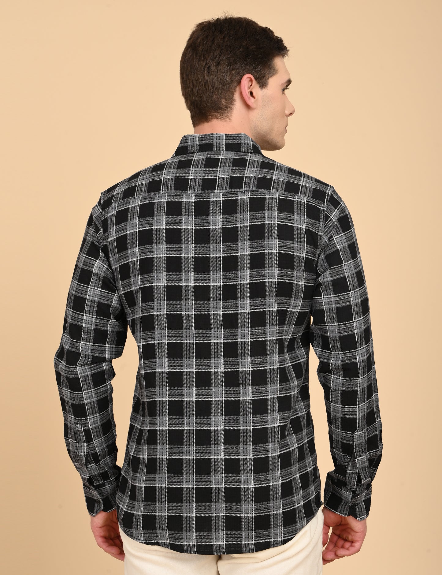Dobby Checks Black Cotton Shirt