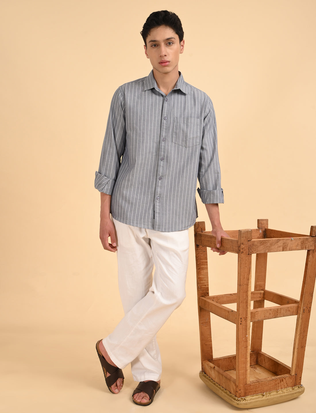 Oxford Blue Casual Stripes Shirt