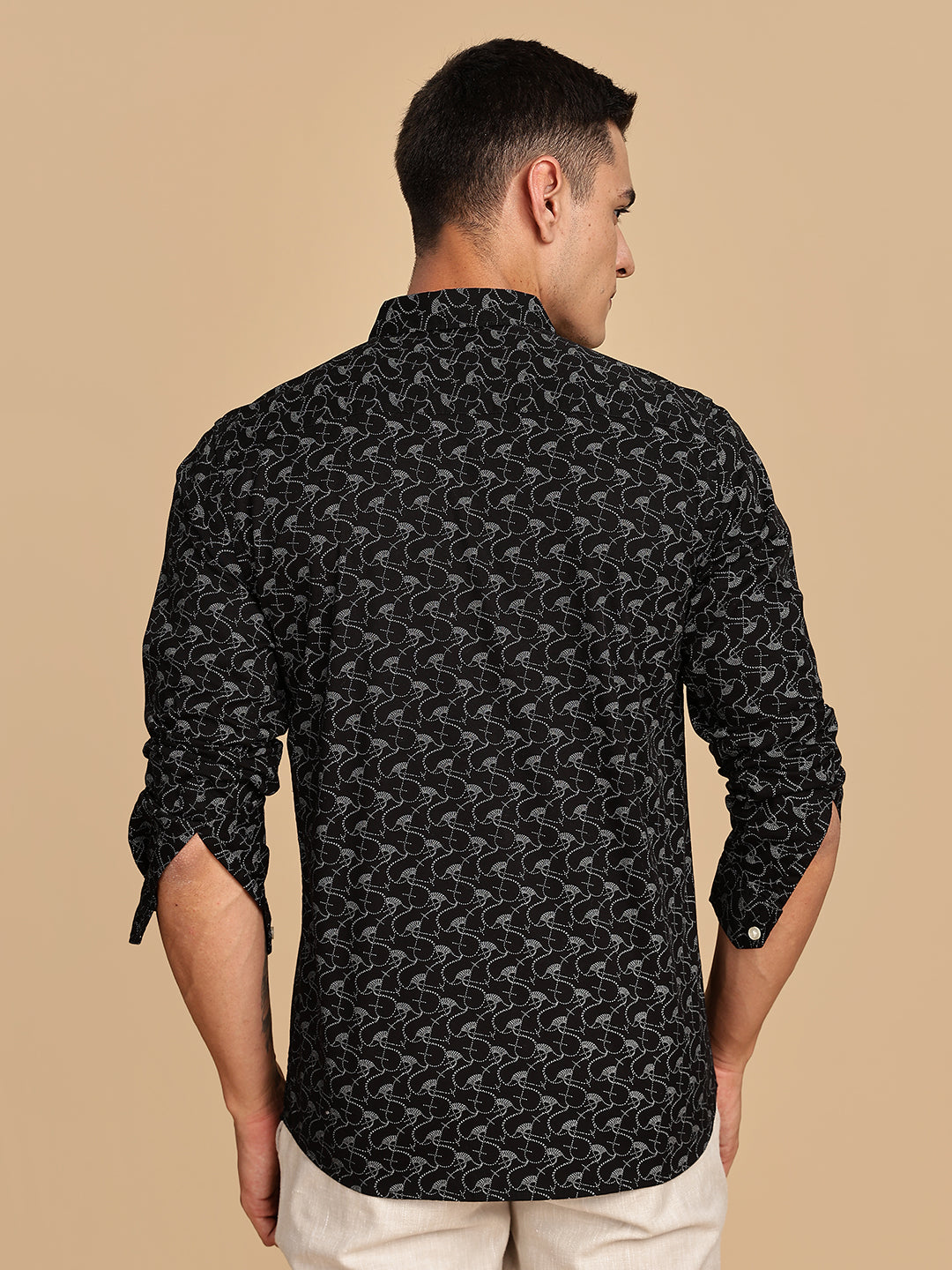 Black Regular Fit Printed Casual Shirt