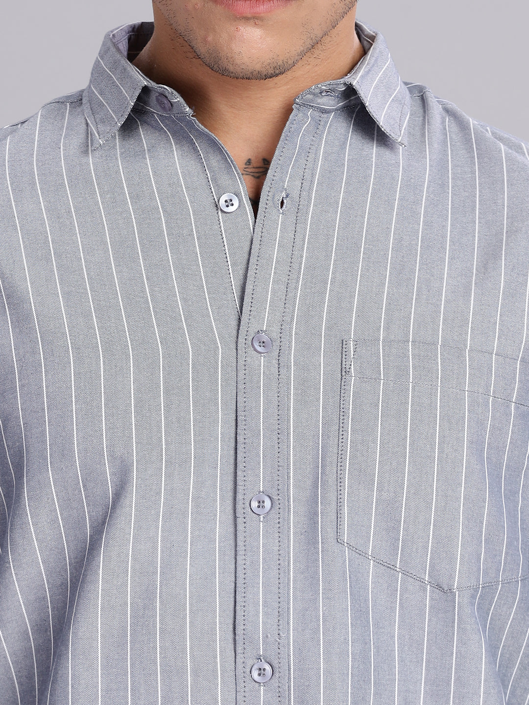 Navy Stripes Cotton Casual Shirt