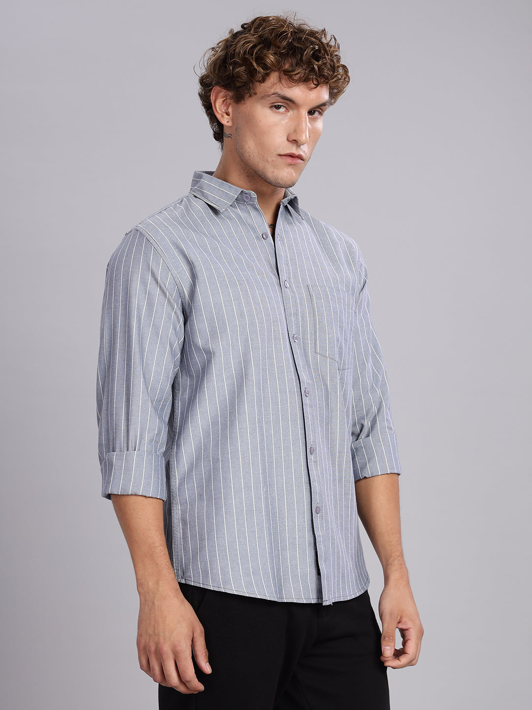 Navy Stripes Cotton Casual Shirt