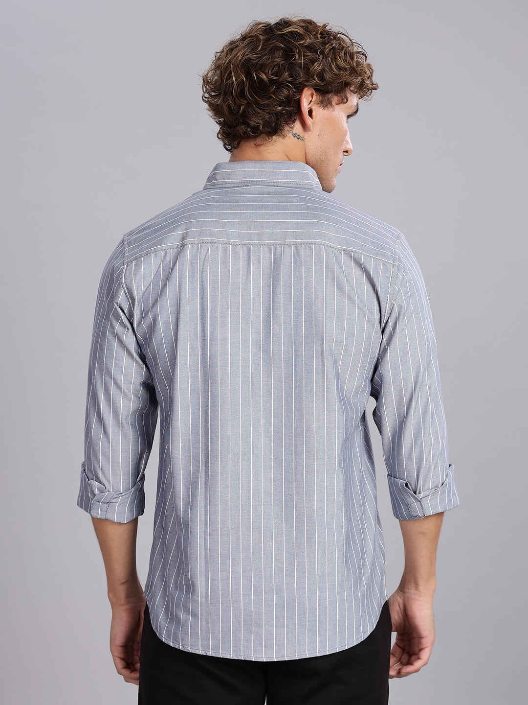 Navy Stripes Cotton Casual Shirt