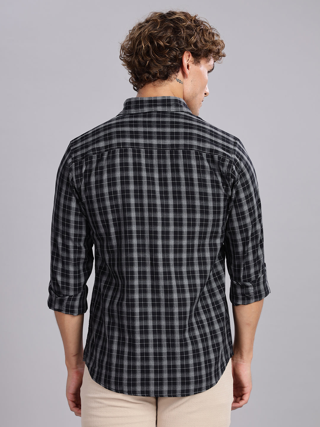 Melange Checks Black Causal Shirt