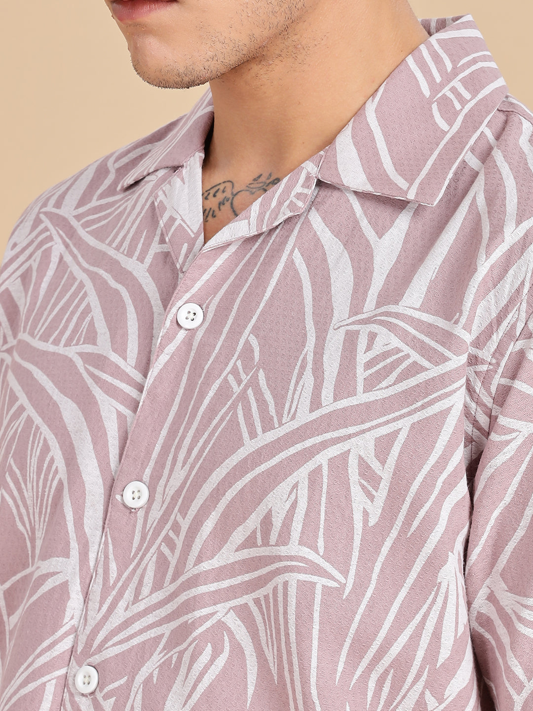 Printed Cotton Pink Linen Shirt
