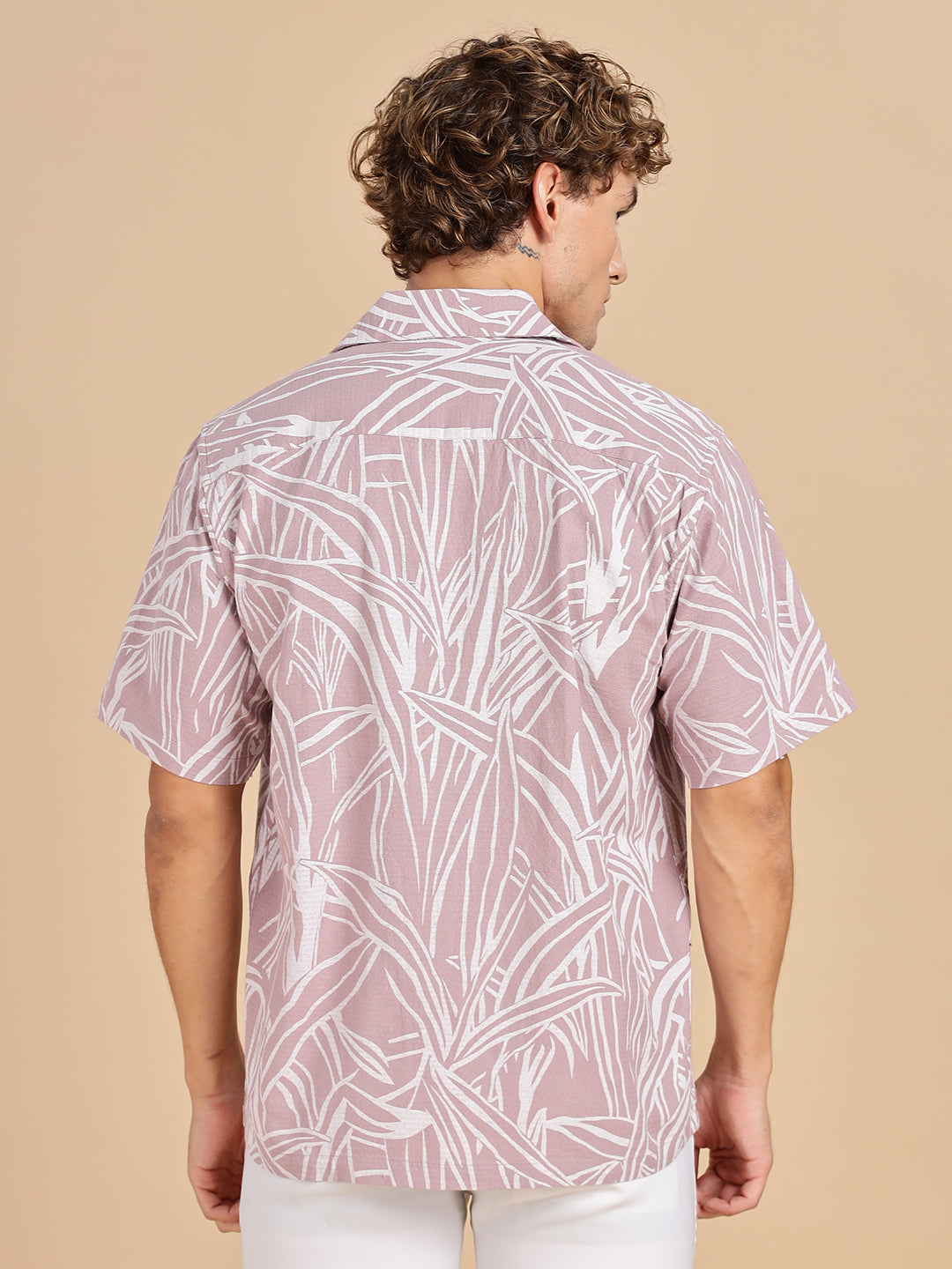 Printed Cotton Pink Linen Shirt