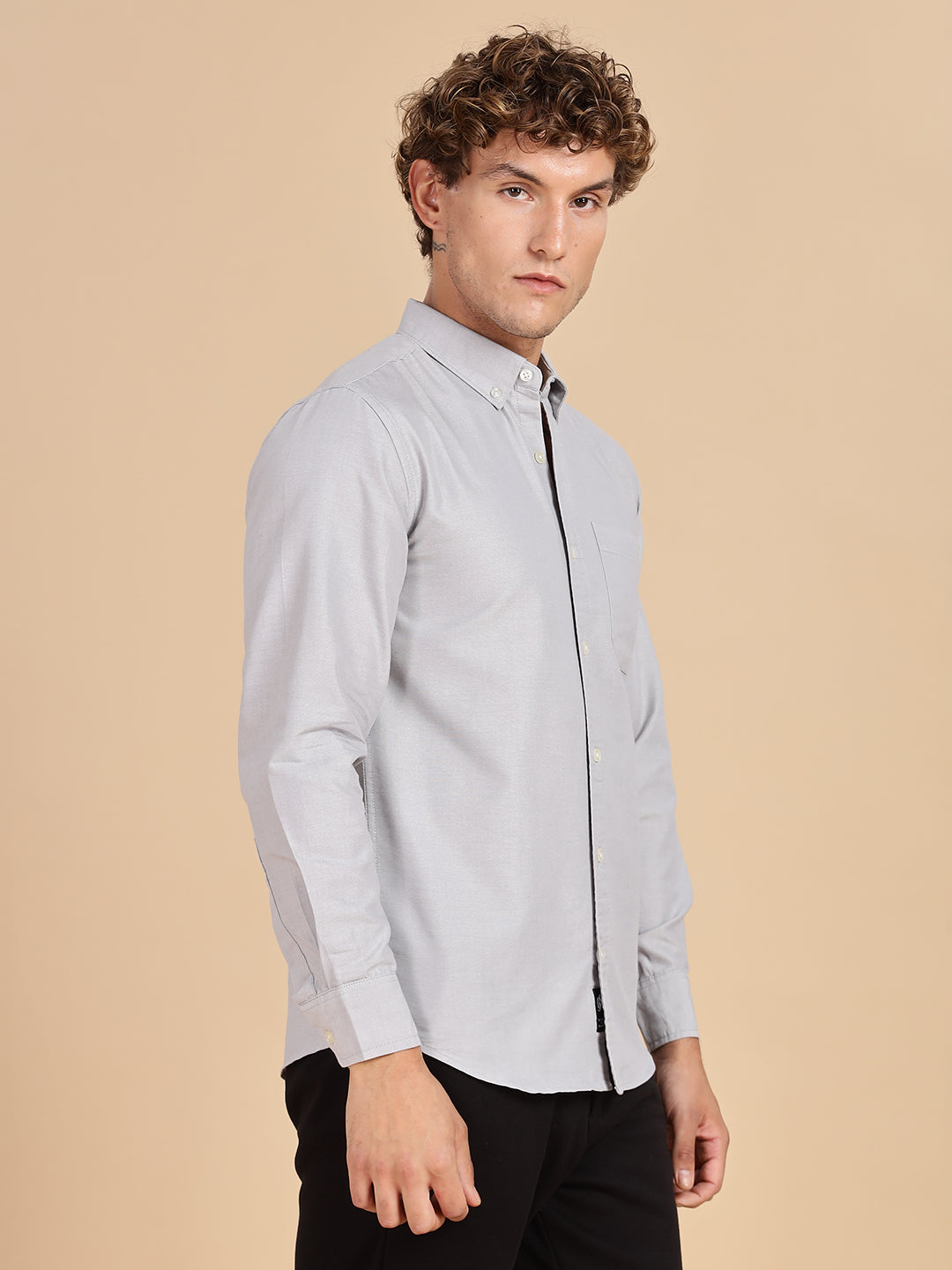 Grey Chambray Men Casual Shirt