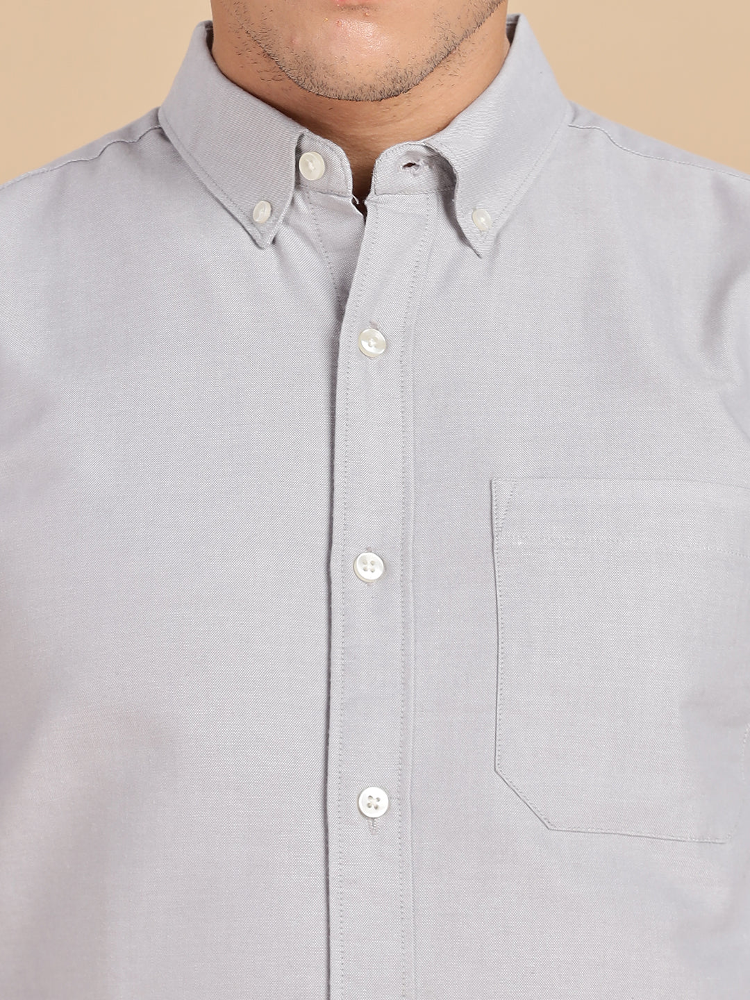 Grey Chambray Men Casual Shirt