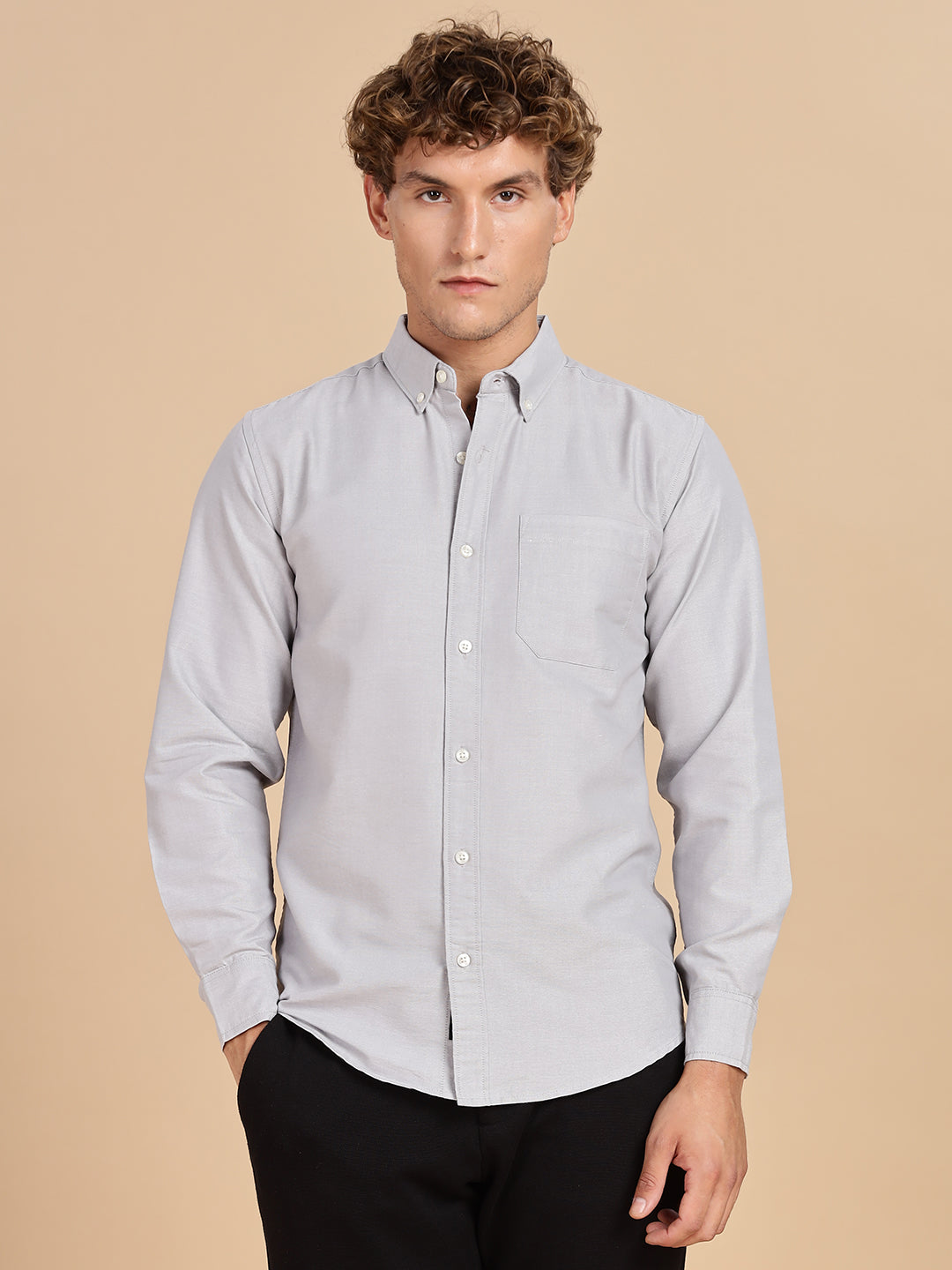 Grey Chambray Men Casual Shirt