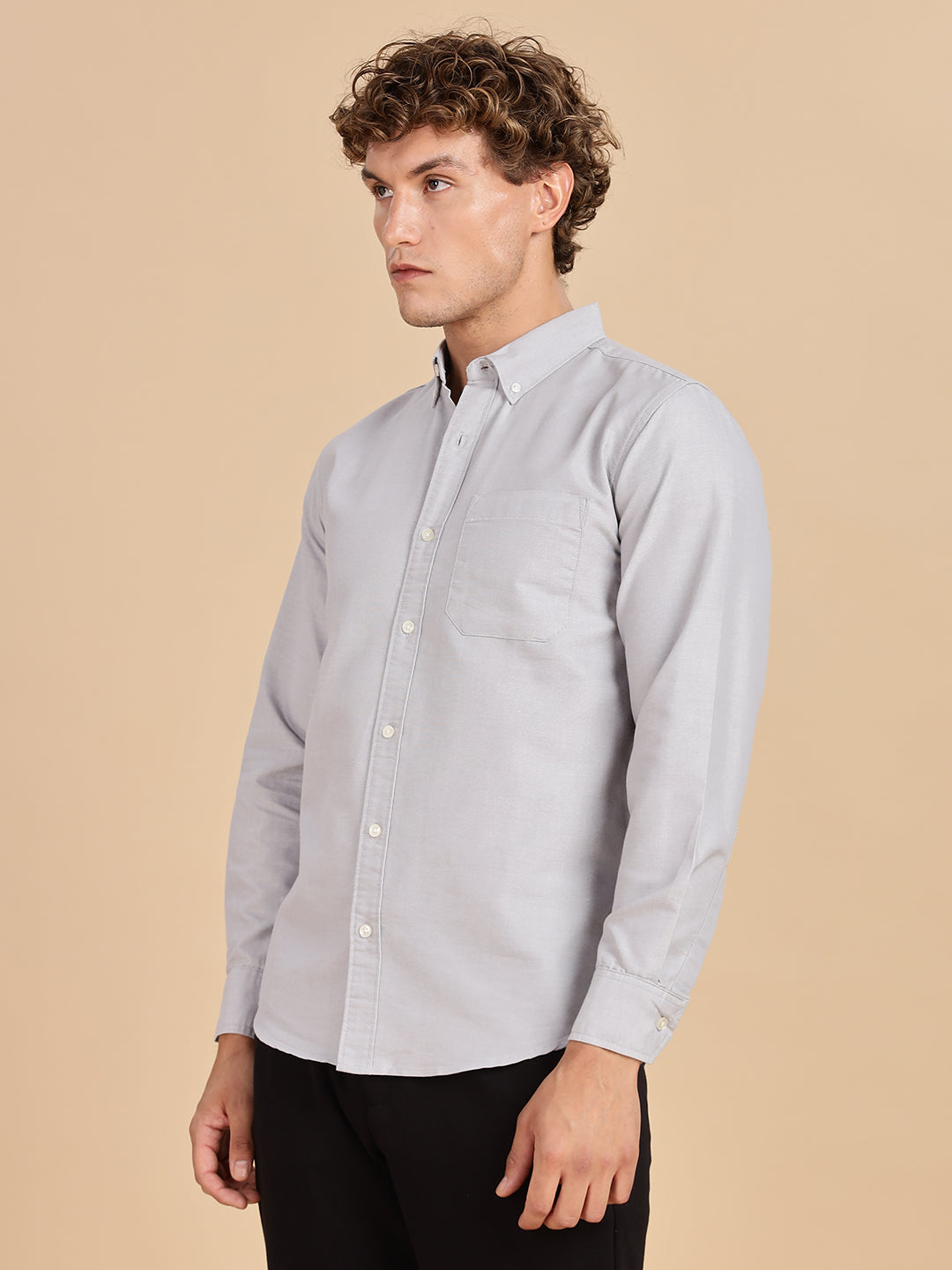 Grey Chambray Men Casual Shirt