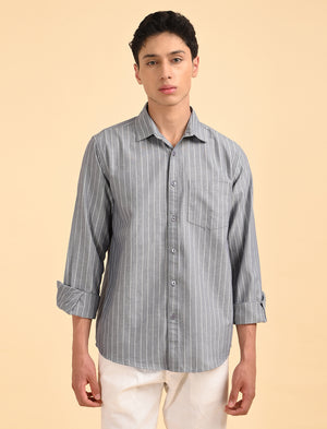 Oxford Blue Casual Stripes Shirt