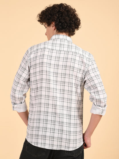 Dobby Checks White Casual Shirt