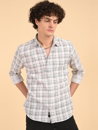 Dobby Checks White Casual Shirt