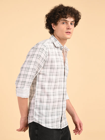 Dobby Checks White Casual Shirt