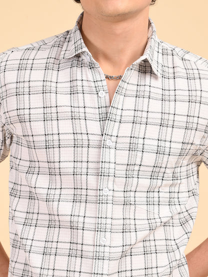 Dobby Checks White Casual Shirt