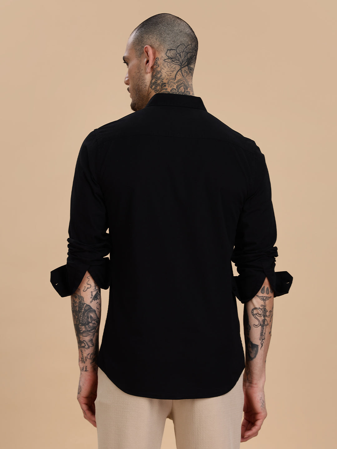 Twill Black Cotton Casual Shirt