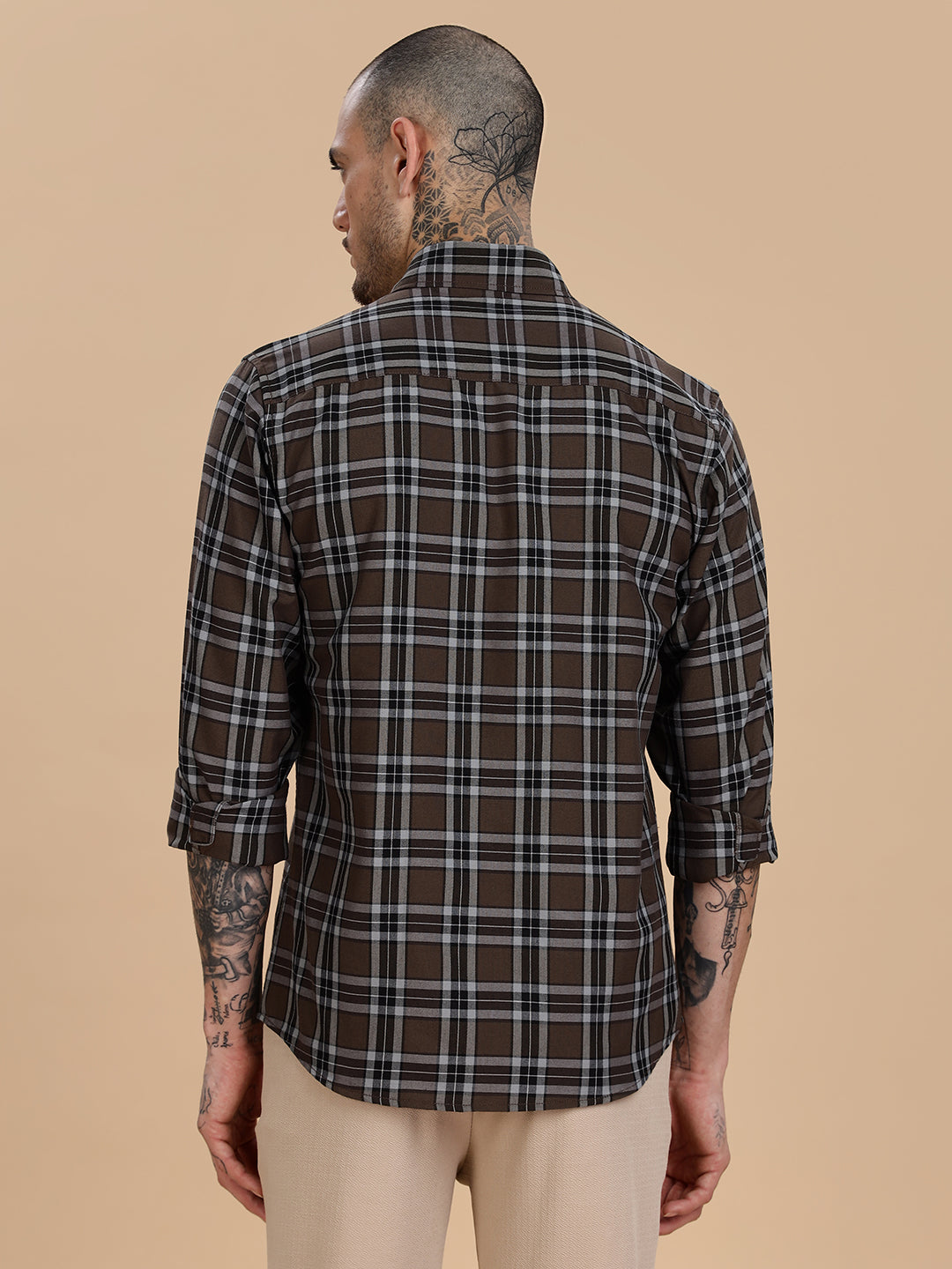 Oxford Brown Checks Cotton Shirt