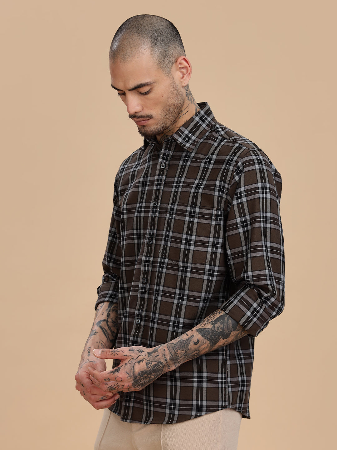 Oxford Brown Checks Cotton Shirt