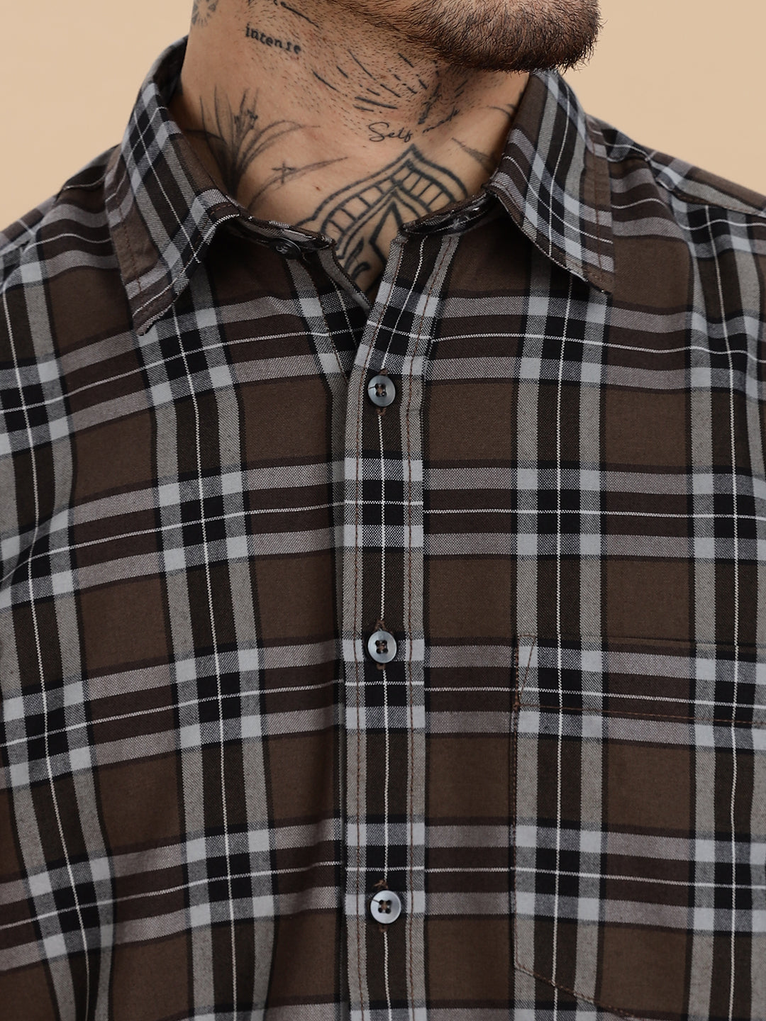 Oxford Brown Checks Cotton Shirt