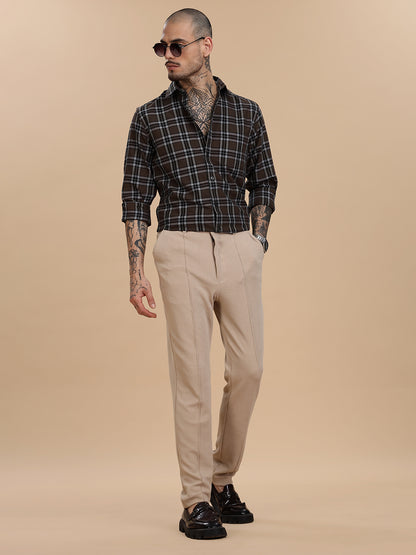 Oxford Brown Checks Cotton Shirt
