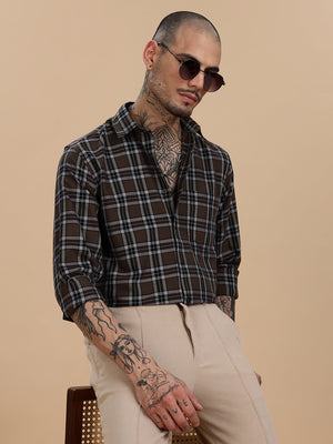 Oxford Brown Checks Cotton Shirt