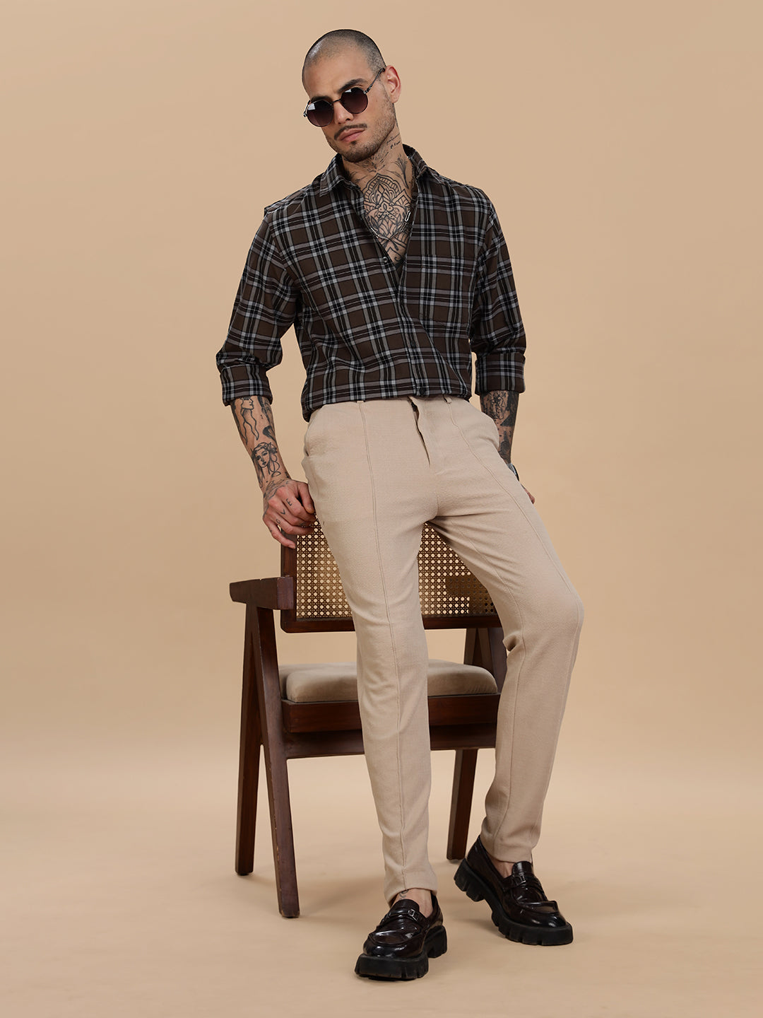 Oxford Brown Checks Cotton Shirt