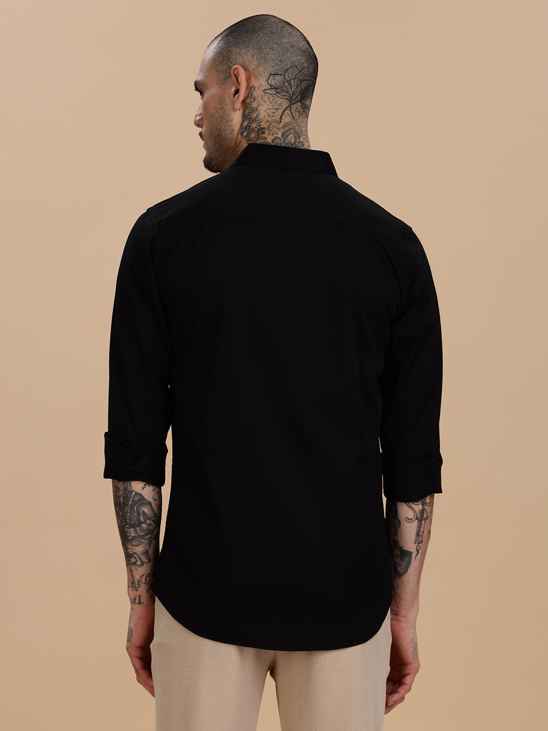 Double Pocket Black Casual Shirt