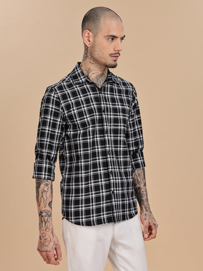Button Down Regular Fit Black Shirt