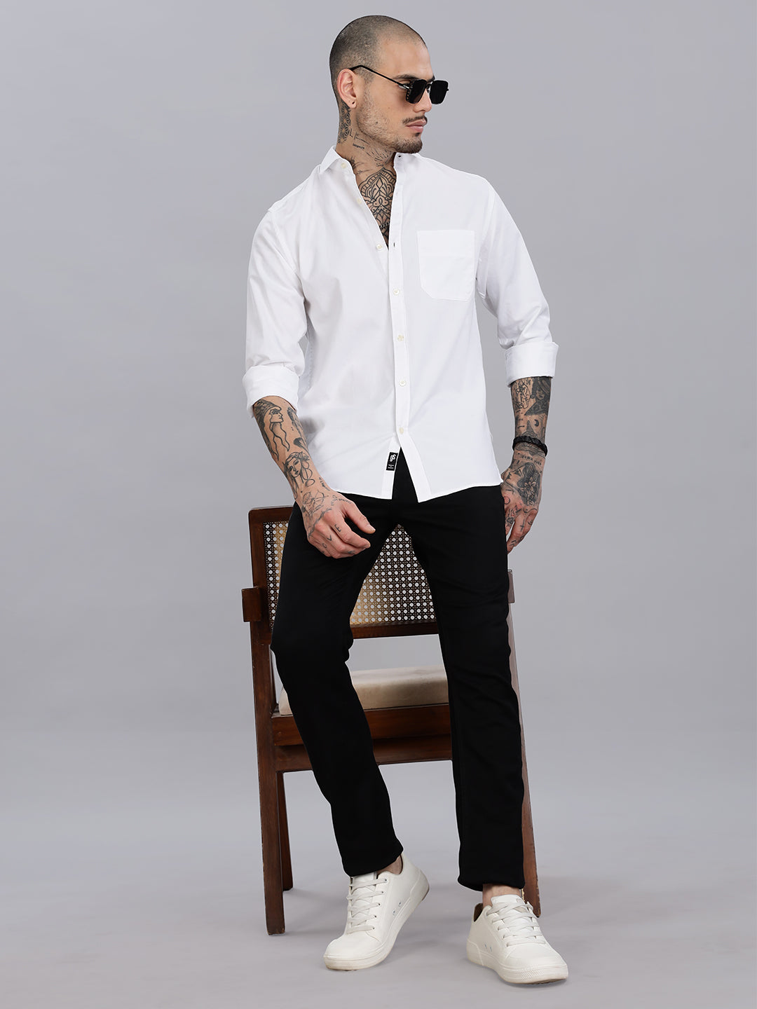 Regular Fit White Cotton Shirt