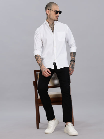 Regular Fit White Cotton Shirt