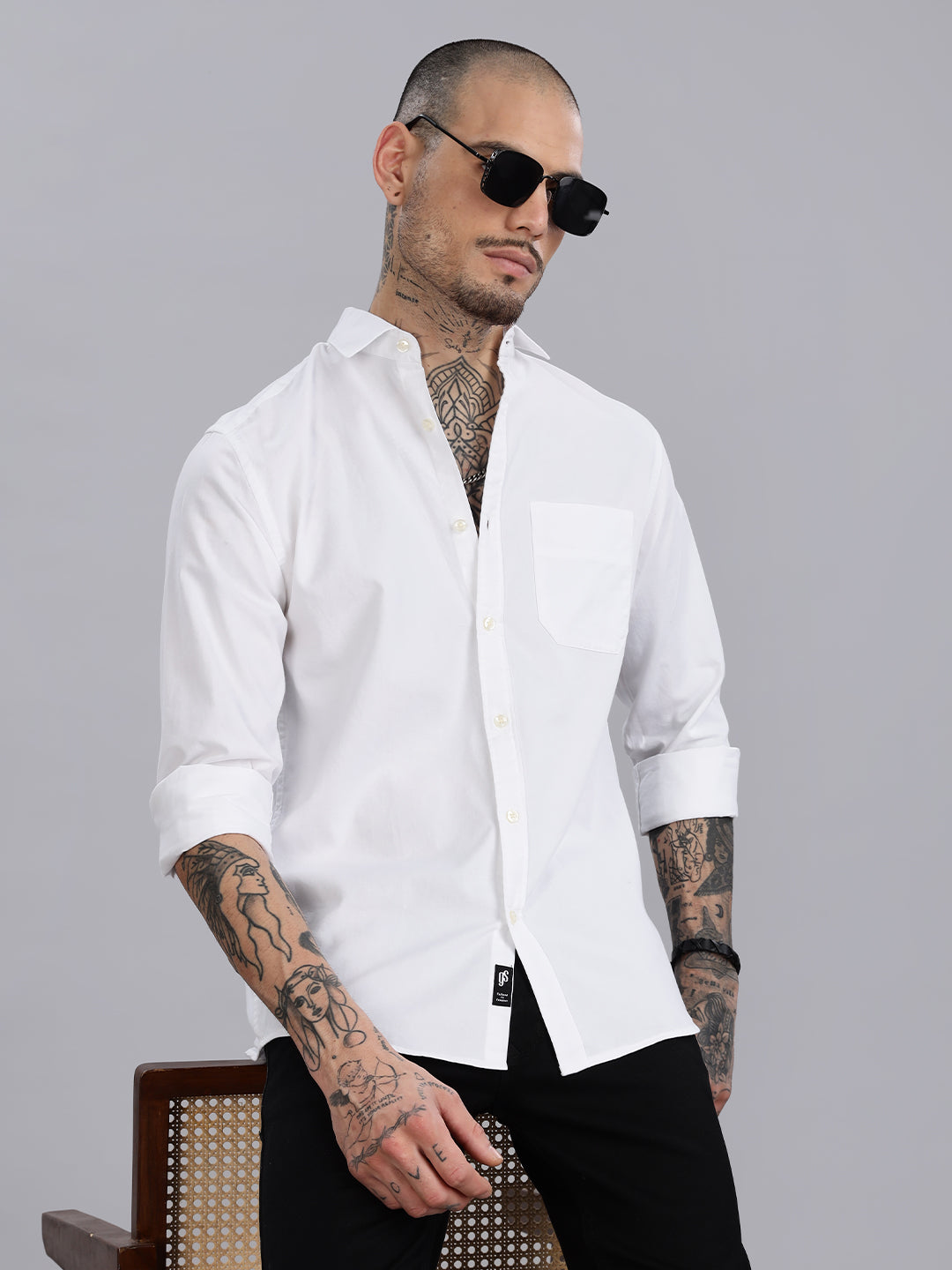 Regular Fit White Cotton Shirt