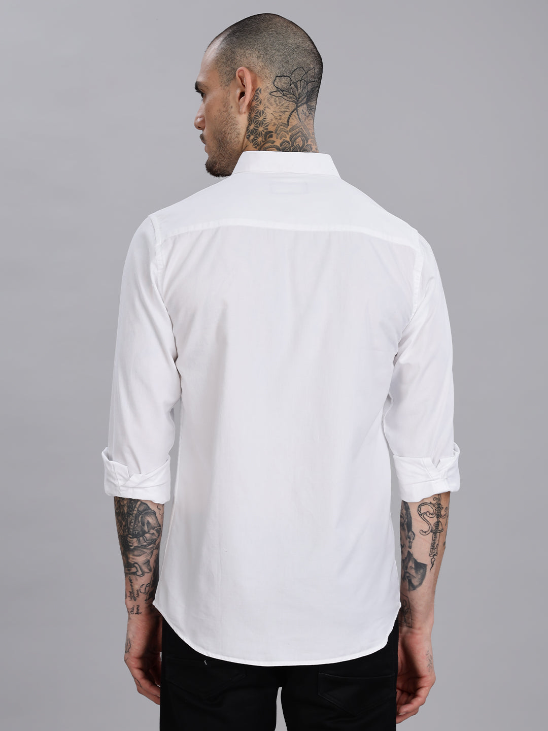 Regular Fit White Cotton Shirt