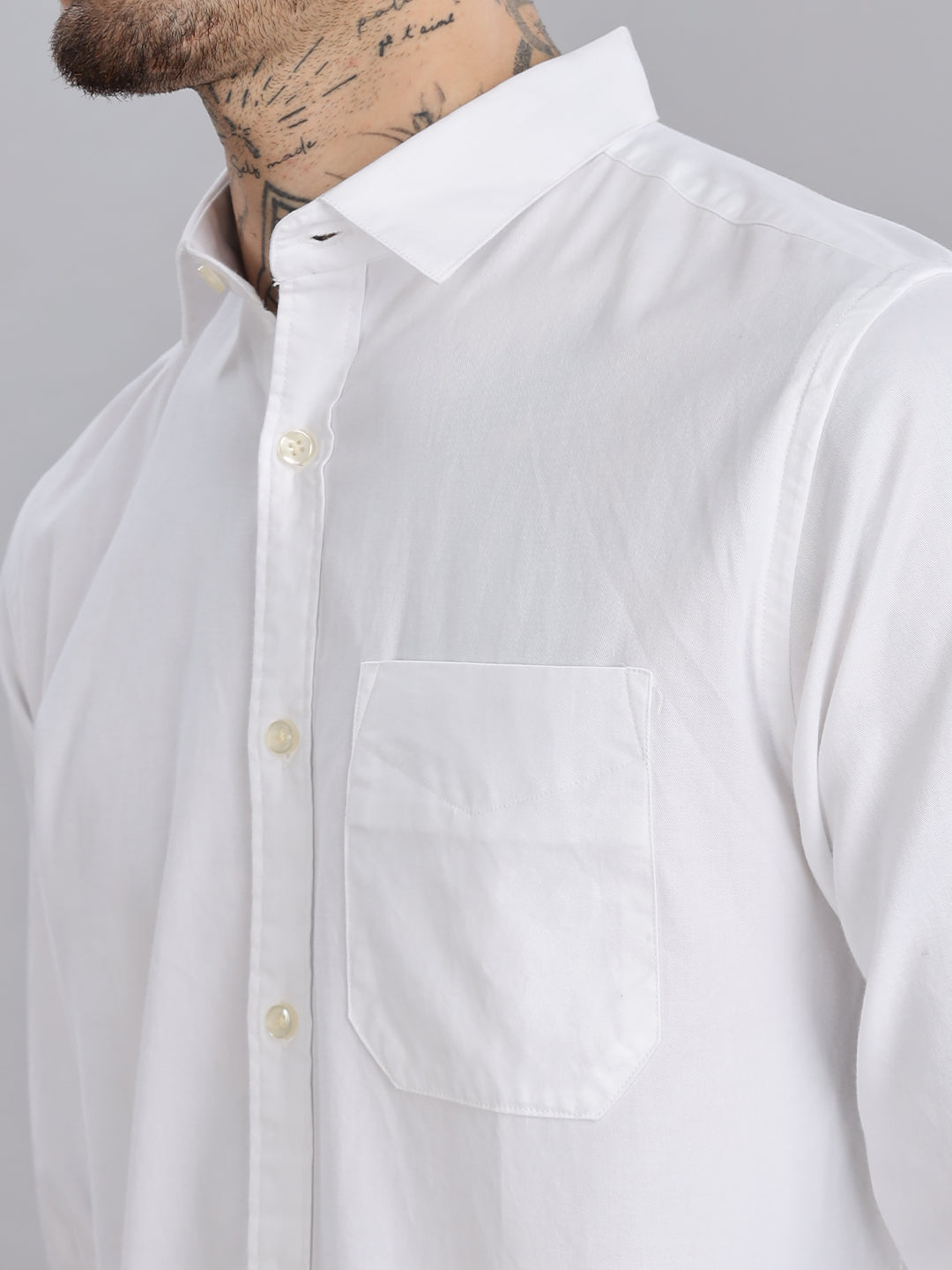 Regular Fit White Cotton Shirt