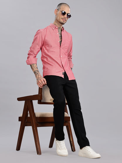 Solid Button Down Oxford Red Shirt
