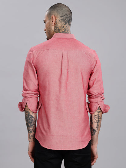 Solid Button Down Oxford Red Shirt