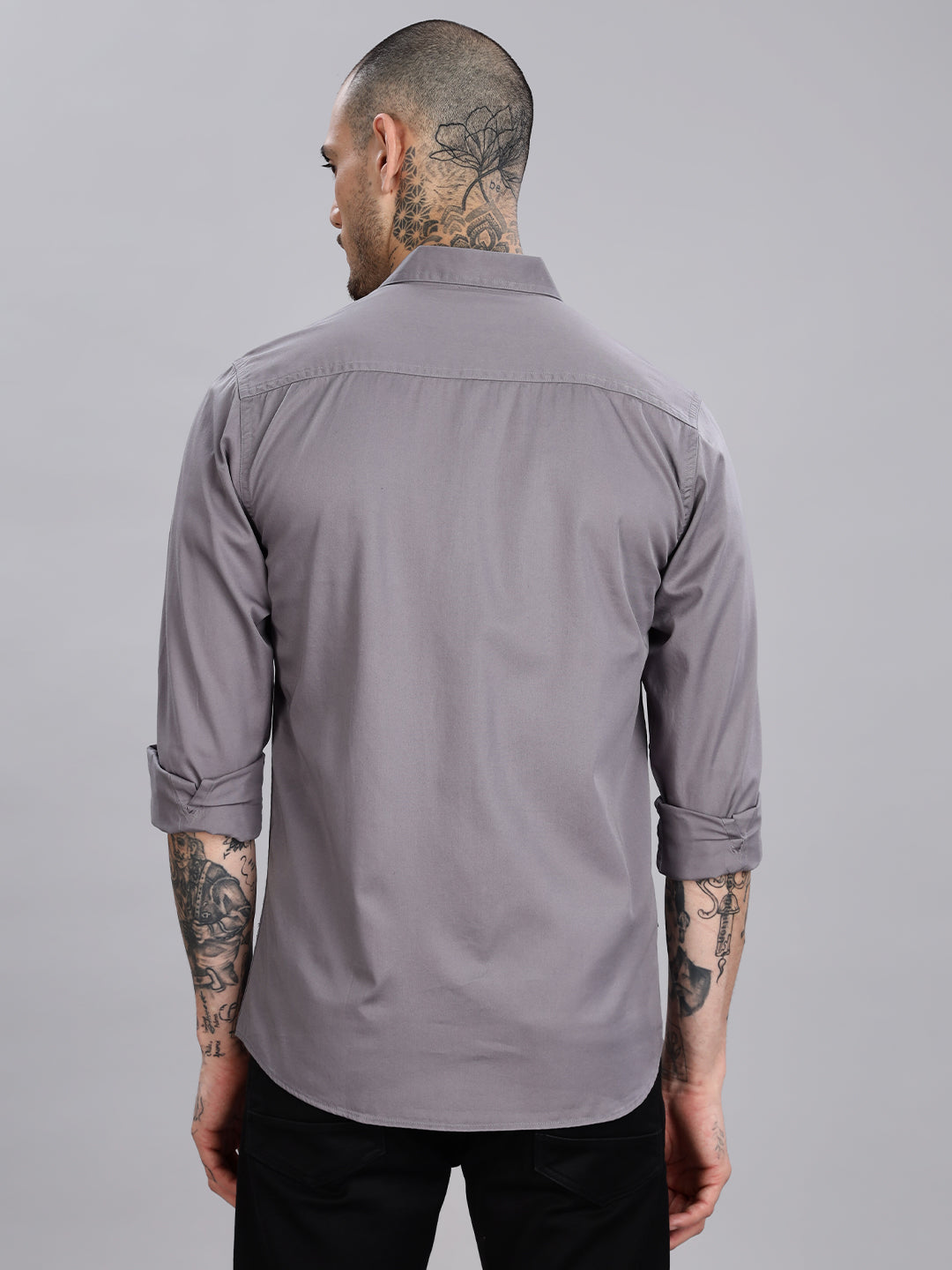 Double Pocket Grey Casual Shirt