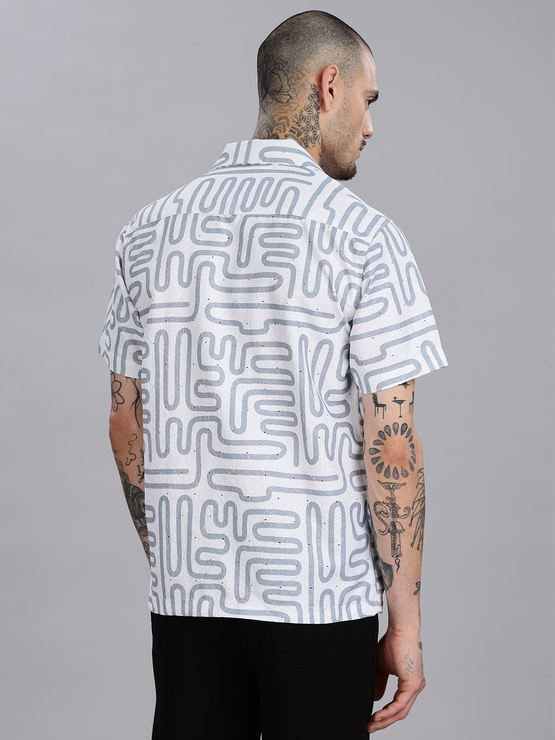 White Jacquard Cotton Blend Shirt
