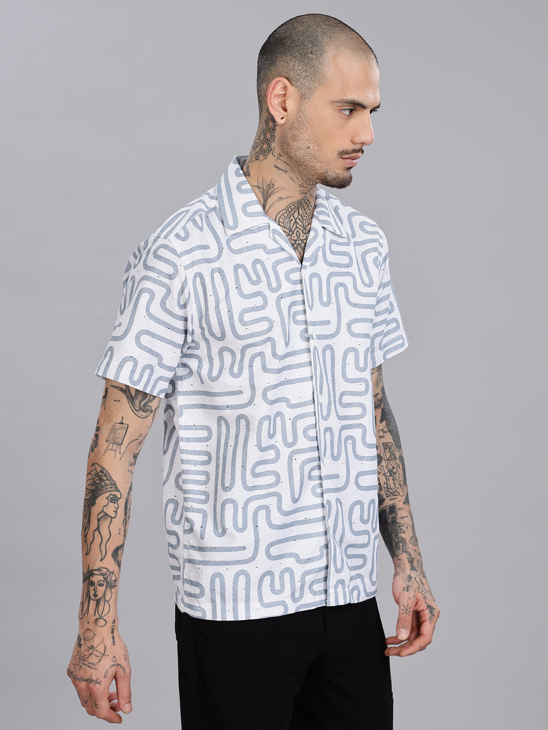 White Jacquard Cotton Blend Shirt