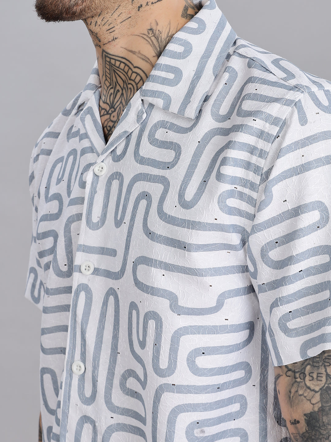 White Jacquard Cotton Blend Shirt
