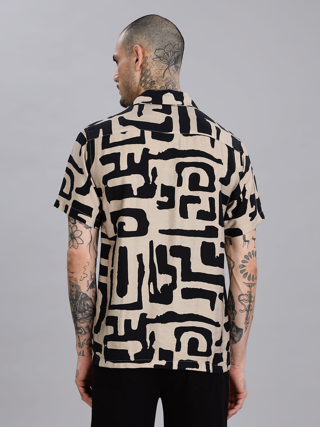 Printed Viscose Beige Casual Shirt