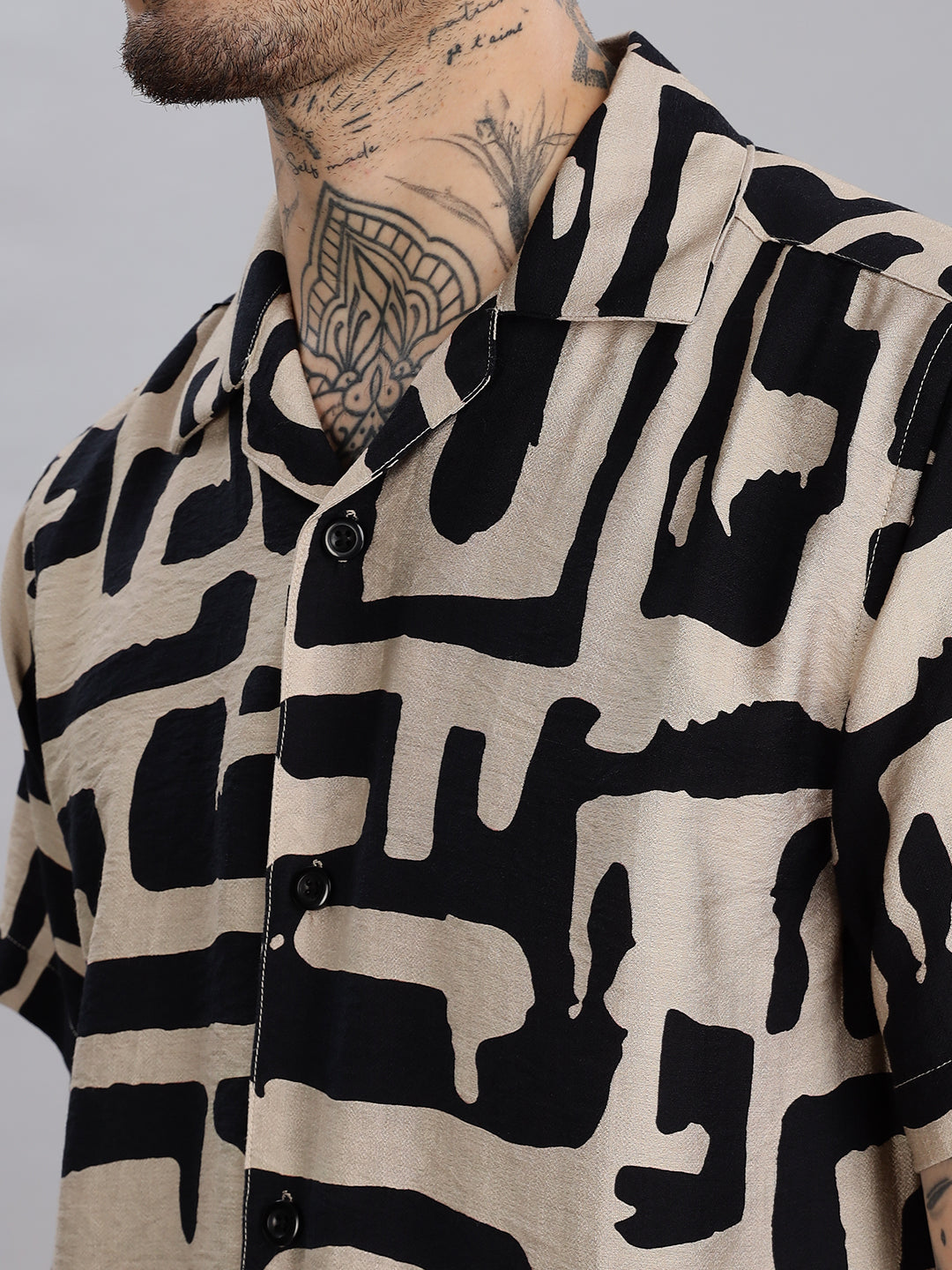 Printed Viscose Beige Casual Shirt