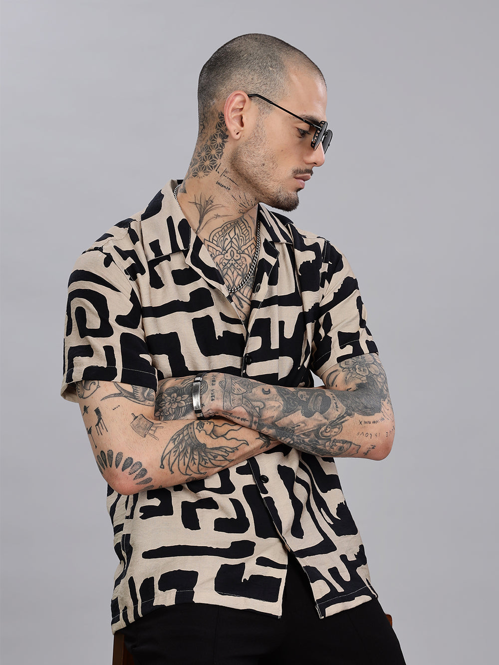 Printed Viscose Beige Casual Shirt