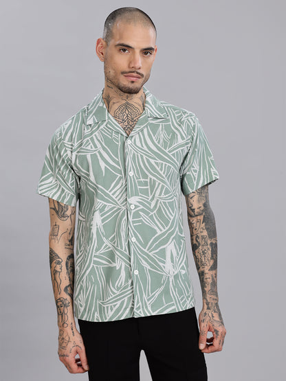 Green Relaxed Fit Printed Casual Shirt