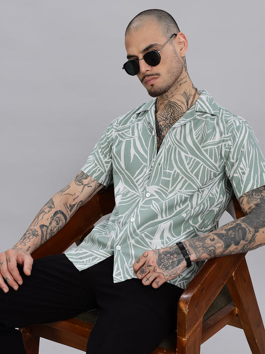 Green Relaxed Fit Printed Casual Shirt