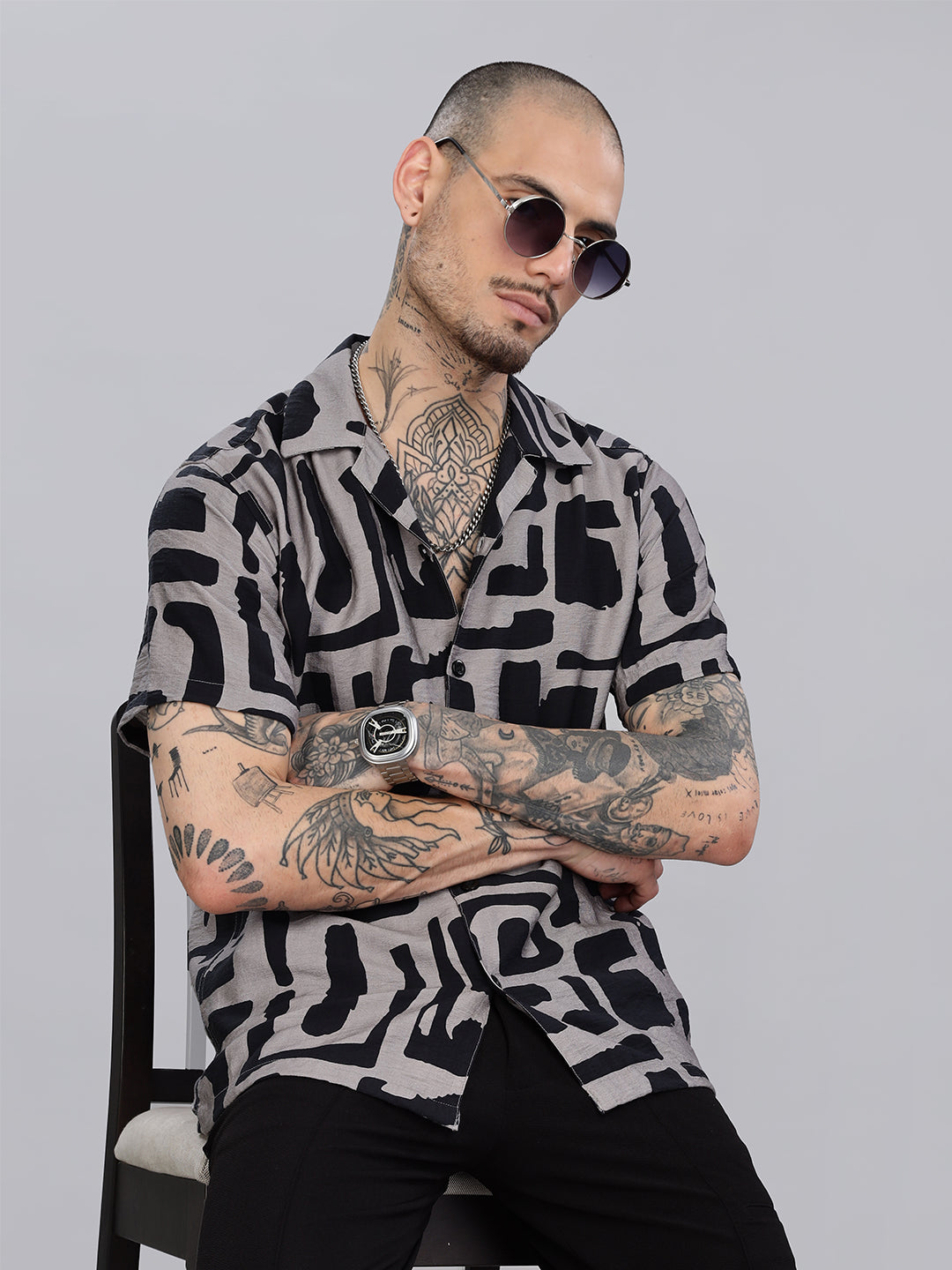 Grey Drop Shoulder Oversized Shirt
