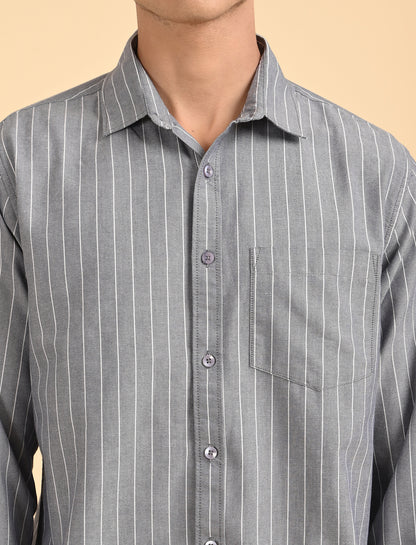 Oxford Blue Casual Stripes Shirt