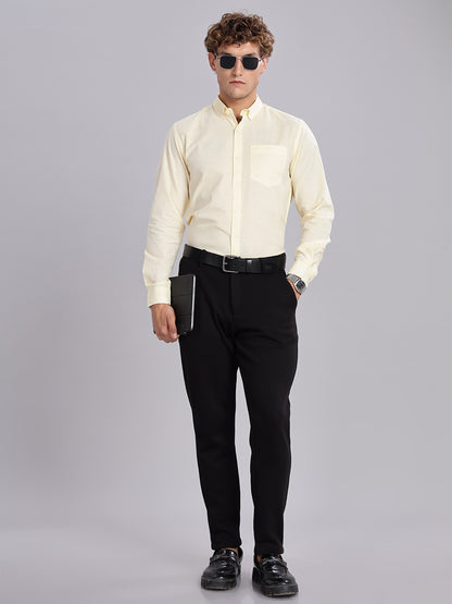 Regular Fit Yellow Linen Cotton Shirt
